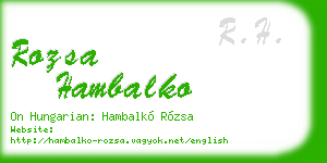rozsa hambalko business card